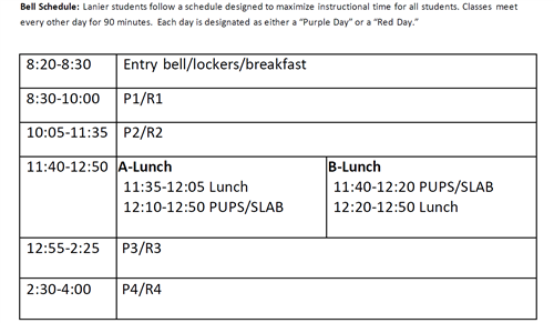 23-24 Lanier Bell Schedule